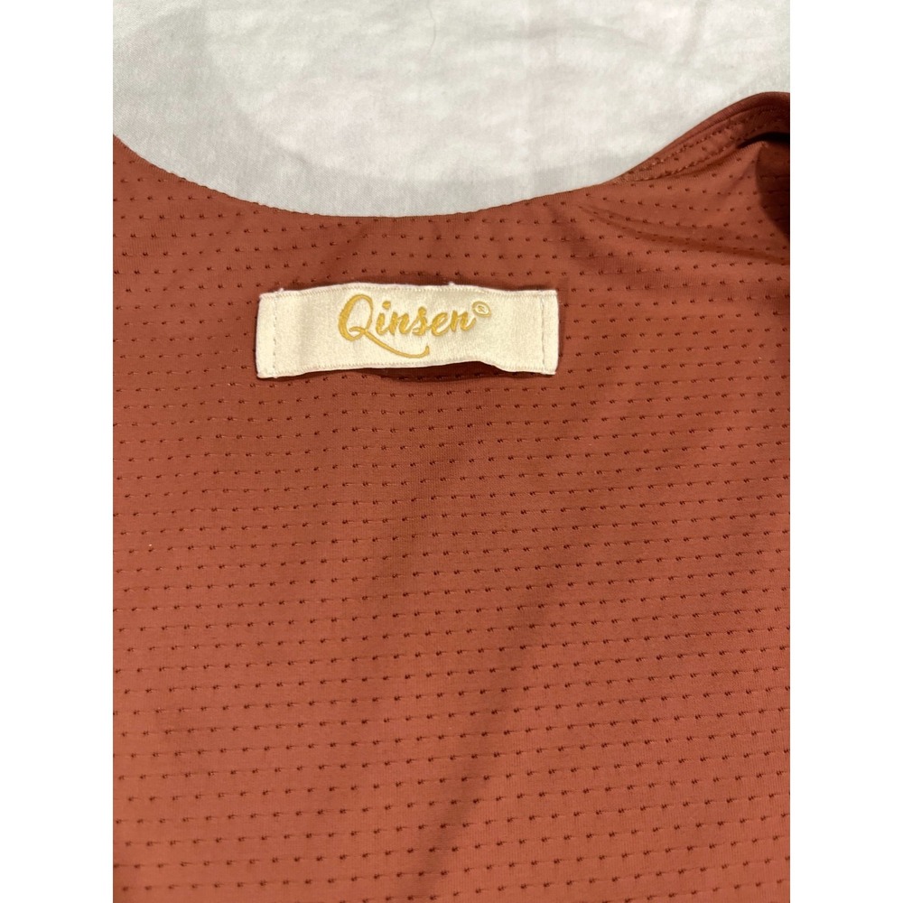 QINSEN Square Neck Brown Mini Dress Women's Size 4 Sleeveless Stretch Activewear - Picture 8 of 14